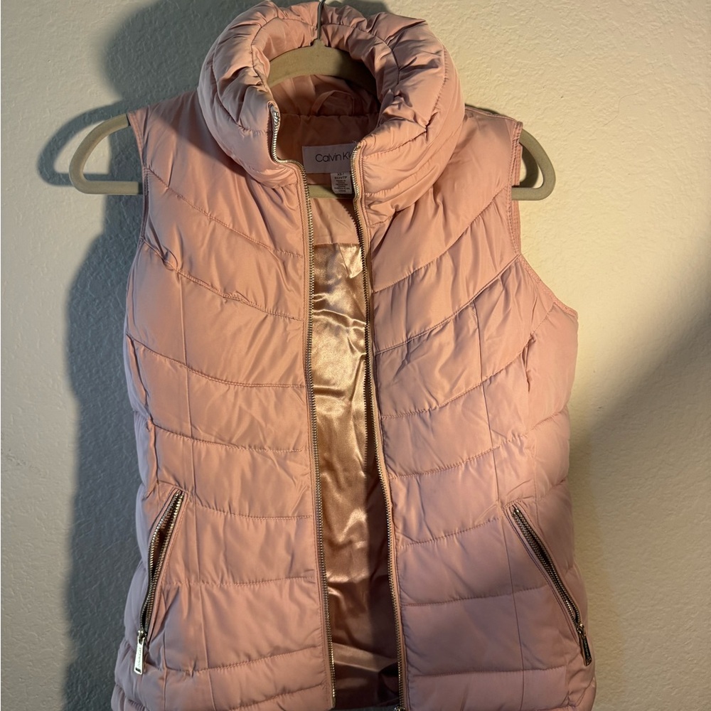 Calvin Klein puffy vest with gold accents